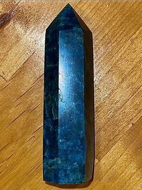 SUPER GEMMY Flawless Neon Apatite Tower (NO GREEN OR BROWN, ENTIRELY GEM BLUE!!)